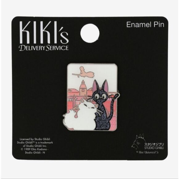 Her Universe Studio Ghibli Kiki's Delivery Service Jiji & Lily Glitter Enamel Pi - Picture 1 of 1